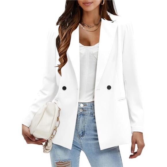 Jackets & Blazers - Women's Casual Blazers Lightweight Long Sleeve White